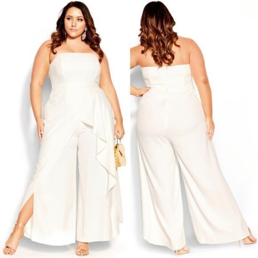 New! City Chic Attract Jumpsuit - ivory, size 16